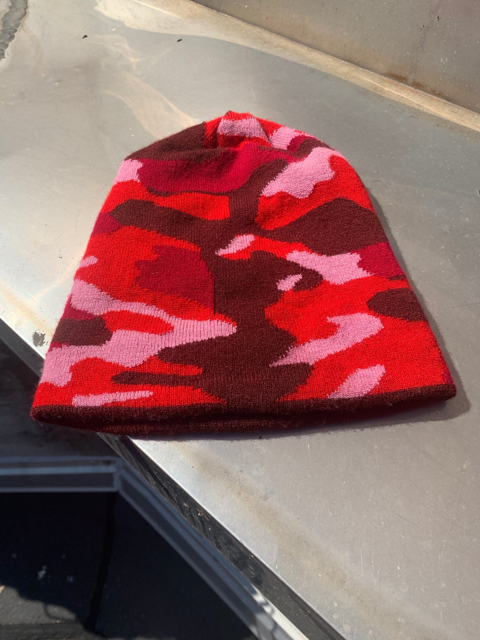 https://soulbeanie.com. Seductive Red Fire Camo Beanie. A perfect blend of harmonious reds with a pop! .All seasons beanie .Camouflage.100% Soft Acrylic Imported