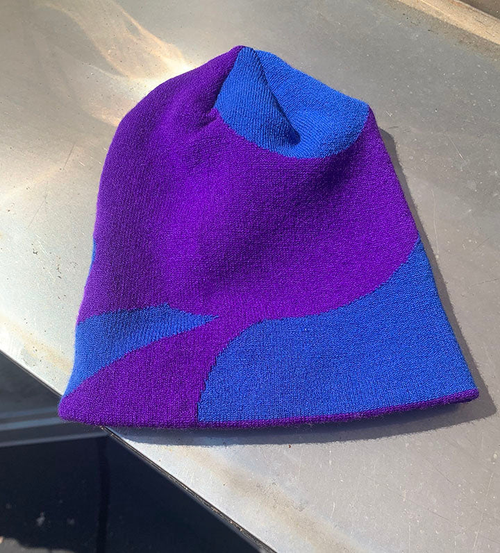 https://soulbeanie.com. Swirl Purple Blue Beanie.Swirlin' Purple and Blue. All seasons beanie 100% Soft Acrylic Imported